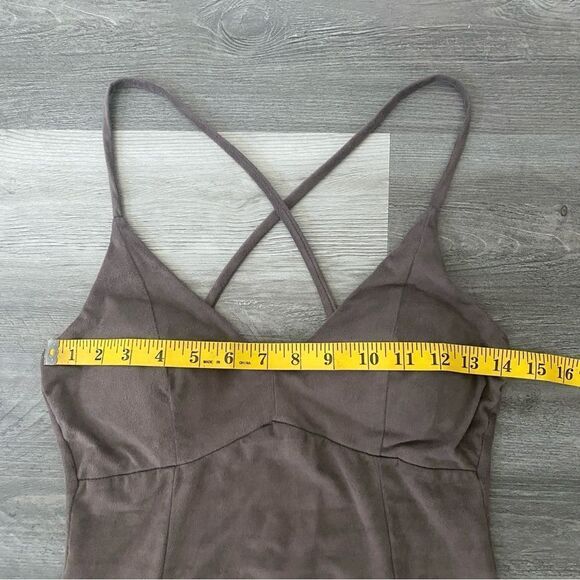 Windsor Bodycon Mini Dress Brown Taupe Grey Faux Suede XS - Picture 7 of 8